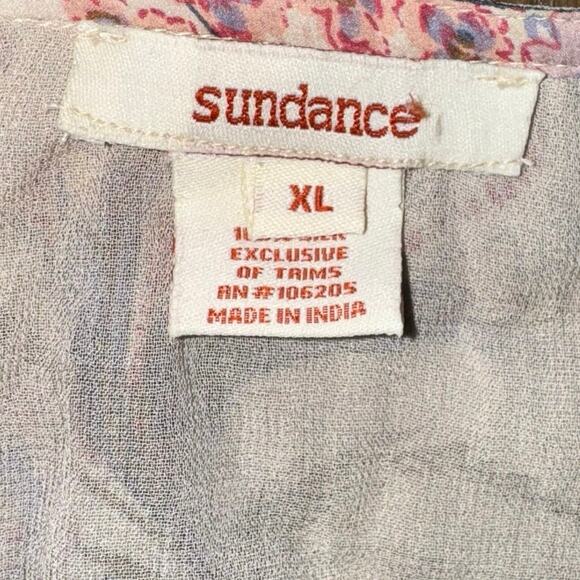 Sundance 100% Silk Boho Flowy Dressy Sheer Top / Blouse with Beading Size XL - Picture 4 of 5